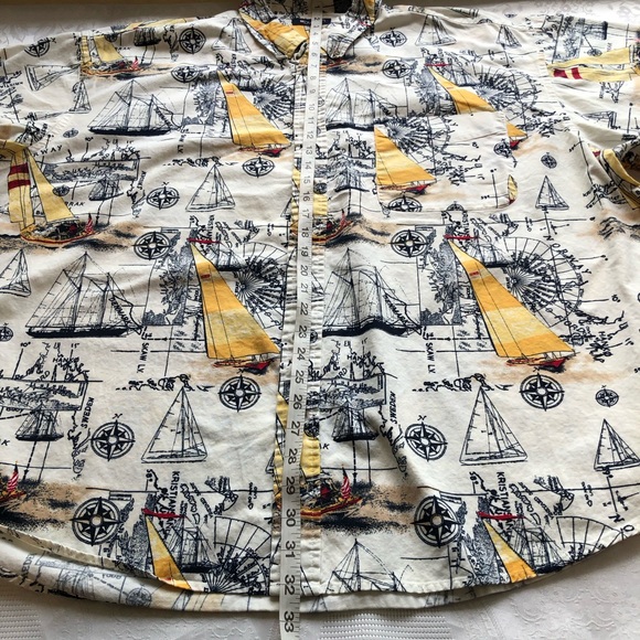 Puritan Casual Button-Down Shirt Men’s Size 3XL Short Sleeves Sailing Boats - Picture 7 of 13